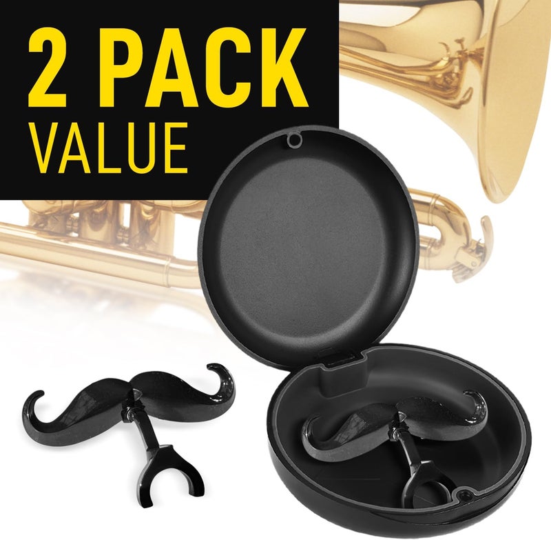 Samorillo [2 Pack] Clip-On Mustache For Trumpets & Trombones - Includes Protective Case - Fits All Small Shank Mouthpieces - Perfect Accessory For Young Musicians - Mouthpiece Not Included - Image 2